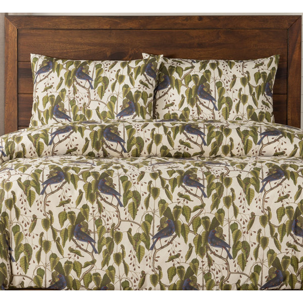 Smithsonian Bluebirds Print Duvet Cover Set | Wayfair